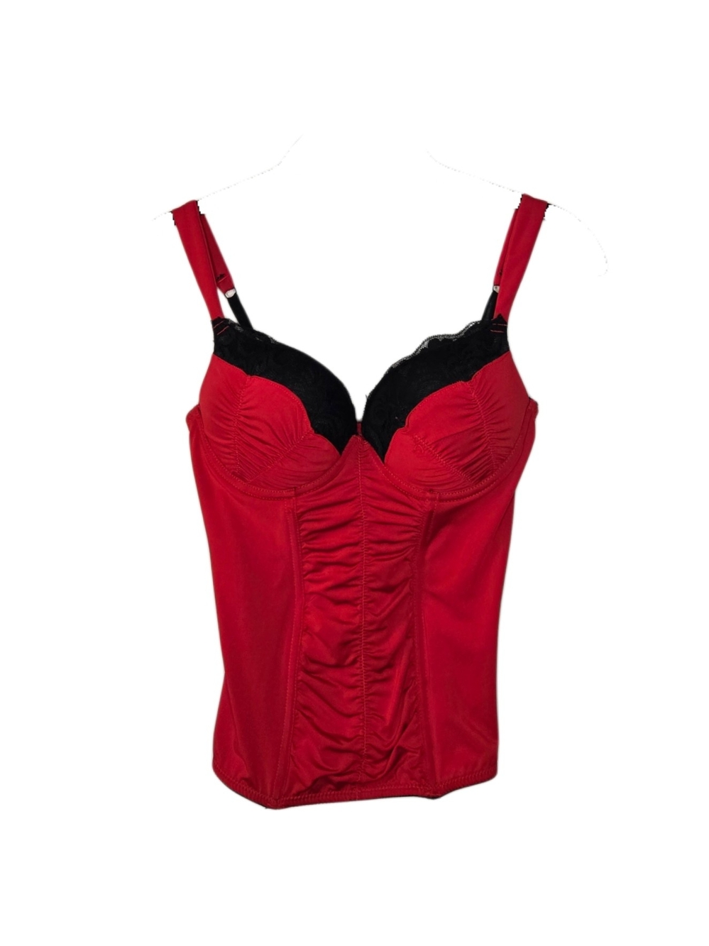 Y2k Heart Moon Star Red Lace-Trim Bustier Top!